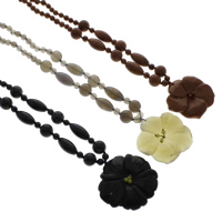 Gemstone Necklace, brass lobster clasp, Flower, different materials for choice, 49x7mm, Sold Per Approx 18.5 Inch Strand