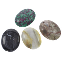 Gemstone Pendants Jewelry, natural, mixed, 41x54x8mm, Hole:Approx 0.5mm, 5PCs/Bag, Sold By Bag