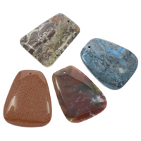 Biżuteria wisiorki kamienie, Kamień szlachetny, Naturalne, mieszane, 40x53x6mm, otwór:około 1mm, 5komputery/torba, sprzedane przez torba