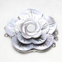 Brass Box Clasp with Black Shell Flower platinum color plated natural &  nickel lead & cadmium free Approx 2mm Sold By PC