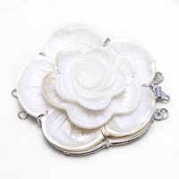 Shell Box Clasp Brass with White Shell Flower platinum color plated natural &  nickel lead & cadmium free Approx 2mm Sold By PC