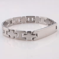 Stainless Steel smycken Armband, ROSTFRITT STÅL, ursprungliga färgen, 9mm, Såld Per Ca 7.8 inch Strand