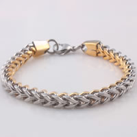 Rustfrit stål smykker Armbånd, Stainless Steel, forgyldt, twist oval kæde & to tone, 6mm, Solgt Per Ca. 8.6 inch Strand