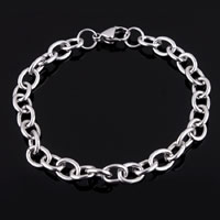 Stainless Steel Jewelry Bracelet, oval chain, original color, 7mm, Sold Per Approx 8.2 Inch Strand