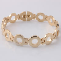 Bijoux bracelet en acier inoxydable, Placage de couleur d'or, 14mm, Vendu par Environ 8.6 pouce brin