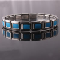 Stainless Steel smycken Armband, ROSTFRITT STÅL, emalj, havsblå, 9mm, Såld Per Ca 6.9 inch Strand