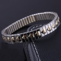 Unisex Bracelet, Stainless Steel, plated, with heart pattern & two tone, 9mm, Sold Per Approx 7.4 Inch Strand