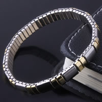Roestvrij staal armbanden, plated, two tone, 7mm, Per verkocht Ca 8 inch Strand