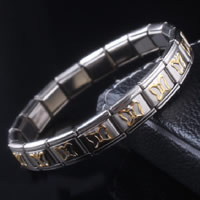 Stainless Steel Jewelry Bracelet, plated, with butterfly pattern & two tone, 9mm, Sold Per Approx 6.6 Inch Strand