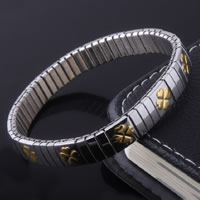 Men Bracelet Stainless Steel plated four leaf clover design & for man & two tone 9mm Sold Per Approx 7.4 Inch Strand