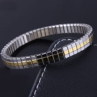 Roestvrij staal armbanden, plated, two tone, 7mm, Per verkocht Ca 7.4 inch Strand