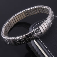 Unisex Bracelet, Stainless Steel, with flower pattern, original color, 9mm, Sold Per Approx 7.4 Inch Strand