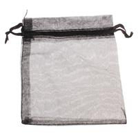 Jewelry Pouches Bags, Organza, Rectangle, black, 100x120mm, 100PCs/Bag, Sold By Bag