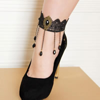Gothic Anklet Lace with Crystal & Resin & Zinc Alloy with 2 lnch extender chain antique bronze color plated faceted nickel lead & cadmium free 35mm Sold Per Approx 7.4 Inch Strand