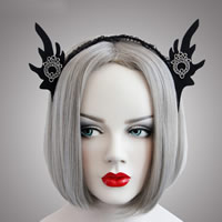 Filz Gothic-Haar-Band, mit Spitze & Eisen & Zinklegierung, antik silberfarben plattiert, Halloween Schmuck, frei von Nickel, Blei & Kadmium, 115mm, verkauft von PC