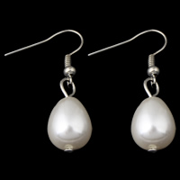 South Sea Shell Earring, iron earring hook, Teardrop, platinum color plated, natural, 11x37mm, 10Pairs/Bag, Sold By Bag