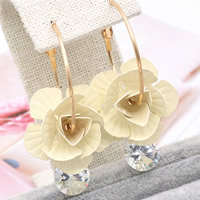 Crystal Earrings Zinc Alloy with Crystal stainless steel post pin Flower gold color plated with painted lead & cadmium free 60mm Sold By Pair