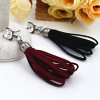 Fashion Fringe Earrings Zinc Alloy with Velveteen stainless steel post pin Lantern platinum color plated with rhinestone lead & cadmium free 60mm Sold By Pair