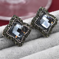 Zinc Alloy Stud Earring with Crystal stainless steel post pin antique silver color plated faceted & with rhinestone lead & cadmium free 15mm Sold By Pair