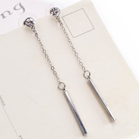 Zinc Alloy Drop Earring with plastic earnut & iron chain stainless steel post pin platinum color plated with rhinestone lead & cadmium free 70mm Sold By Pair