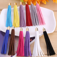 Decorative Tassel, Velveteen Cord, with Copper Coated Plastic, more colors for choice, 80mm, Hole:Approx 2mm, 10PCs/Lot, Sold By Lot