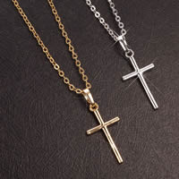 Gets® Jewelry Necklace, Brass, Cross, plated, oval chain, more colors for choice, nickel, lead & cadmium free, 12x29mm, Sold Per Approx 18 Inch Strand