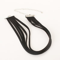 Gothic Necklace, Velveteen Cord, Tibetan Style lobster clasp, with 5cm extender chain, platinum color plated, 5-strand, 330mm, Length:Approx 13 Inch, 12Strands/Bag, Sold By Bag