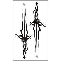 Tetovací samolepka, Papír, meč, vodotěsný, 105x60mm, 100PC/Bag, Prodáno By Bag