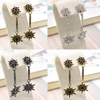 Zinc Alloy Drop Earring with Crystal stainless steel post pin Snowflake plated faceted & with rhinestone lead & cadmium free 60mm Sold By Pair