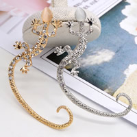 Fashion Earring Cuff and Wraps Zinc Alloy with Cats Eye stainless steel post pin Gecko plated with rhinestone lead & cadmium free 65mm Sold By Pair