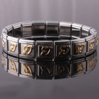 Stainless Steel Jewelry Bracelet plated with heart pattern & two tone nickel lead & cadmium free 9mm Sold Per Approx 6.8 Inch Strand