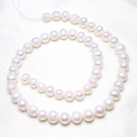 Perlas Patata Freshwater, Perlas cultivadas de agua dulce, natural, Blanco, 8-9mm, agujero:aproximado 0.8mm, Vendido para aproximado 15.5 Inch Sarta