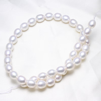 Cultured Rice Freshwater Pearl Beads, natural, white, 9-10mm, Hole:Approx 0.8mm, Sold Per Approx 15.5 Inch Strand