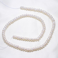 Button Kulturan Slatkovodni Pearl perle, Dugme, prirodan, bijel, 5-6mm, Rupa:Približno 0.8mm, Prodano Per Približno 15.5 inčni Strand