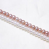 Knap ferskvandskulturperle Beads, Ferskvandsperle, Button, naturlig, flere farver til valg, 5-6mm, Hole:Ca. 0.8mm, Solgt Per Ca. 15.5 inch Strand