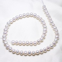 Brambor pěstované sladkovodní perle, Sladkovodní Pearl, přírodní, bílý, 7-8mm, Otvor:Cca 0.8mm, Prodáno za Cca 15.5 inch Strand