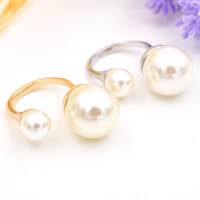 Zinc Alloy Cuff Finger Ring with ABS Plastic Pearl plated lead & cadmium free 14mm US Ring .5 Sold By PC