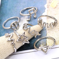 Tibetan Style Ring Set, platinum color plated, with letter pattern, lead & cadmium free, 16mm, US Ring Size:5, 7PCs/Set, Sold By Set
