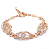 Rhinestone Bracelet Zinc Alloy with 5cm extender chain Handcuffs rose gold color plated with rhinestone lead & cadmium free 160mm Length Approx 6 Inch Sold By Bag