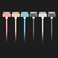 Nylonschnur Datenkabel, mit Zinklegierung, Platinfarbe platiniert, für iPhone 4/4 s & unterschiedliche Länge der Wahl, keine, verkauft von Strang