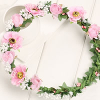 Hair Wreath, Spun Silk, med PVC-skum, Flower, håndlavet, til brude, 600mm, Længde Ca. 23 inch, 5pc'er/Bag, Solgt af Bag