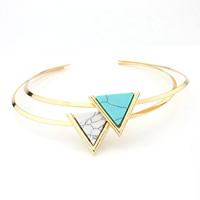 Zinc Alloy Collar with Turquoise Triangle gold color plated lead & cadmium free Inner Approx 140mm Length Approx 17 Sold By Bag
