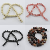 Mixed Gemstone Beads, Round, natural, different materials for choice & different size for choice & frosted, Hole:Approx 1-2mm, Length:Approx 15.5 Inch, Sold By Lot