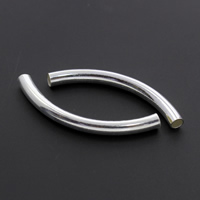 Brass Curved Tube Beads, real silver plated, lead & cadmium free, 5x50mm, Hole:Approx 3mm, Sold By PC