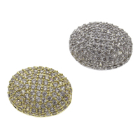 Perles cubes en laiton zircon Micro Pave, Plat rond, Placage, pavé de micro zircon & creux, plus de couleurs à choisir, protéger l'environnement, sans nickel, plomb et cadmium, 18x14x7.50mm, Trou:Environ 1mm, 10PC/sac, Vendu par sac
