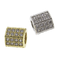 Brass Large Hole Bead Column plated micro pave cubic zirconia nickel lead & cadmium free Approx 5mm Sold By Bag
