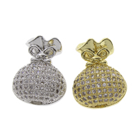 Cubic Zirconia Micro Pave Brass Beads Money Bag plated micro pave cubic zirconia & hollow nickel lead & cadmium free Approx Sold By Bag
