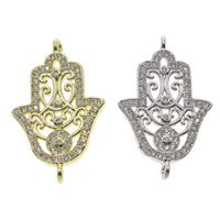 Brass Connector Hamsa plated Islamic jewelry & micro pave cubic zirconia & 1/1 loop nickel lead & cadmium free Approx 1mm Sold By Bag