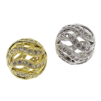 Cubic Zirconia Micro Pave Brass Beads Round plated micro pave cubic zirconia & hollow nickel lead & cadmium free 11mm Approx 1.5mm Sold By Bag