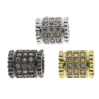 Cubic Zirconia Micro Pave Brass European Beads, Column, plated, micro pave cubic zirconia & without troll, more colors for choice, nickel, lead & cadmium free, 9x8mm, Hole:Approx 5mm, 10PCs/Bag, Sold By Bag